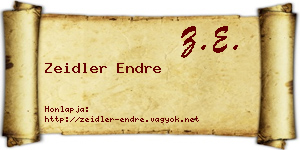 Zeidler Endre névjegykártya